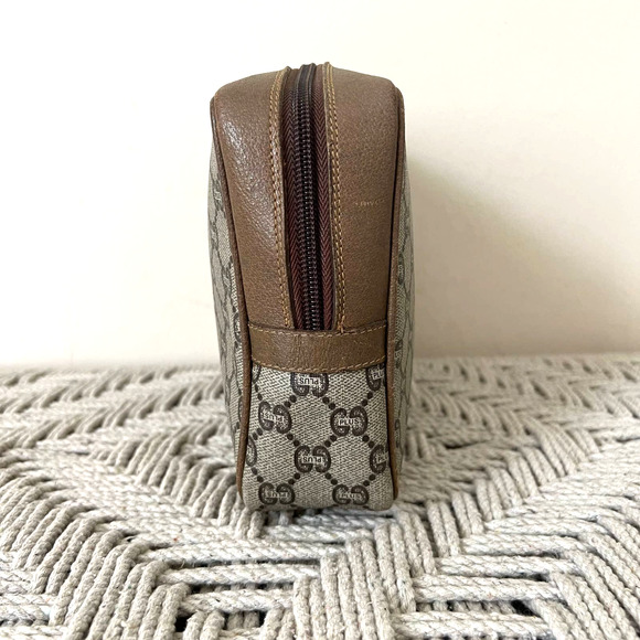 GUCCI GG Plus Monogram Large Leather and Canvas Clutch Bag - Picture 6 of 11